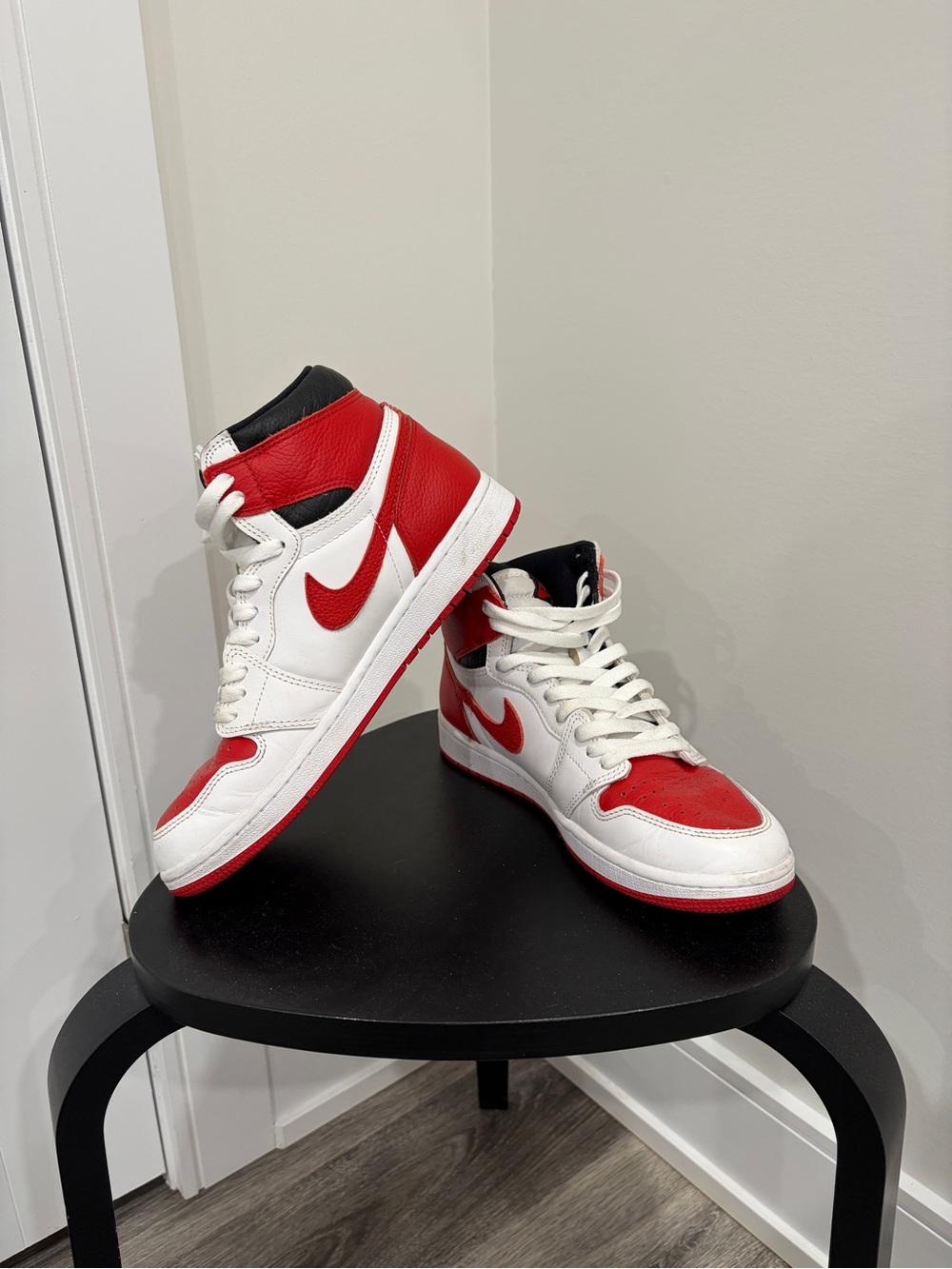 Jordan 1 High-Top Sneakers in White and Red